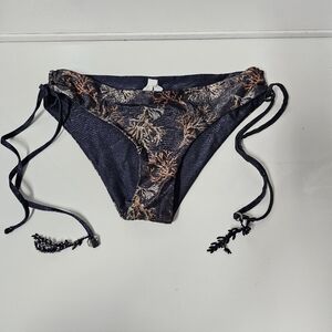 Cosita Linda Bikini Bottoms Navy Coral Print Tie Side Swimwear